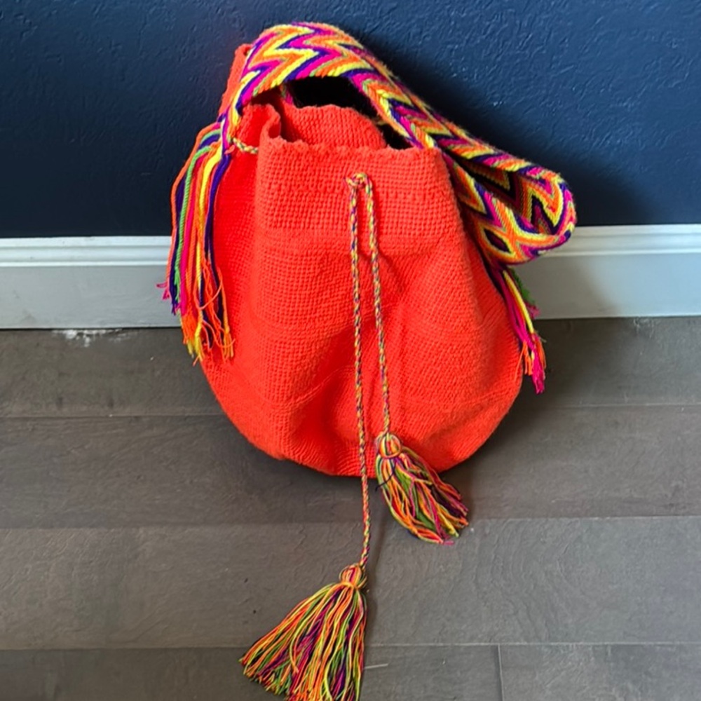 Vibrant Orange Woven Bag
